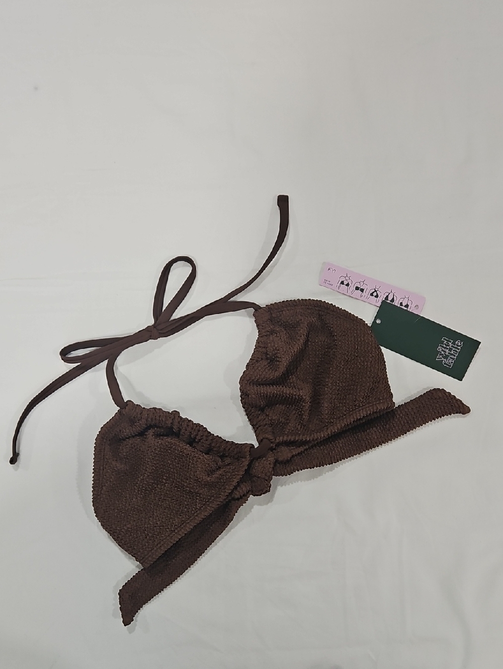 wild fable Brown Textured Tie-Front Bikini Top